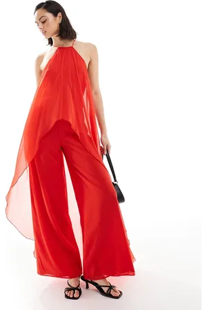 ASOS Halter overlay jumpsuit in