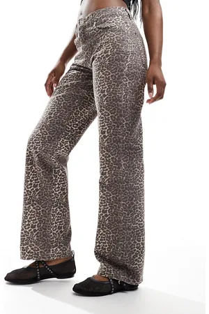 Pull&Bear Wide leg jeans in leopard print