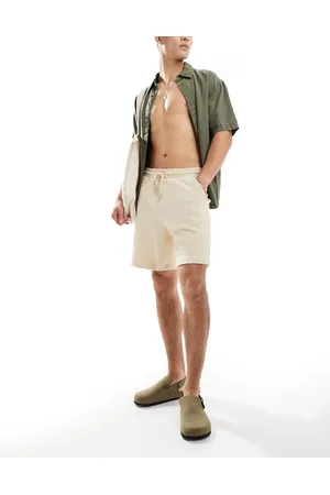 Pull&Bear Waffle structured shorts in ecru