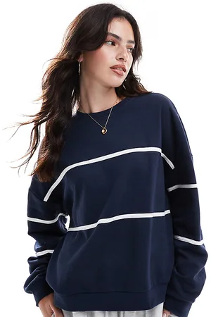 Pieces® Sport Core sweatshirt with piping detail in and white