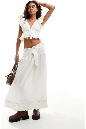 Free People Favorite part paperbag waist midi skirt in ivory - part of a set