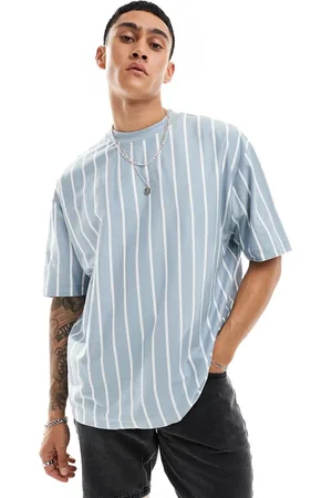 ASOS Oversized t-shirt in vertical stripe in blue