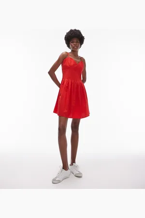 Topshop Strappy pleated mini sundress in