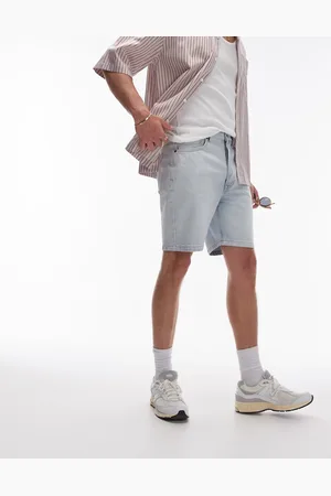 Topman Straight leg denim shorts in bleach