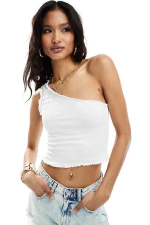 ASOS Textured one shoulder top in