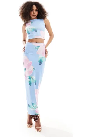 Murci Exclusive column maxi skirt in blue peony - part of a set