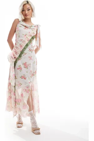 Reclaimed Limited edition floral print corsage dress with lace detail