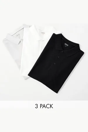 ASOS 3 pack pique polos in multiple colors