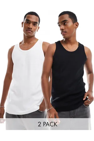 Cotton On Cotton On relaxed ribbed tank top 2 pack in black