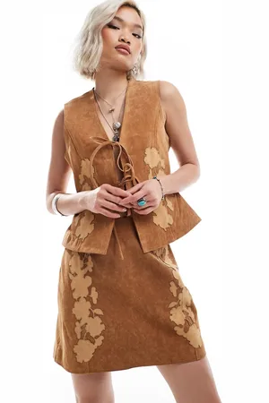 Reclaimed Limited Edition western suede skirt