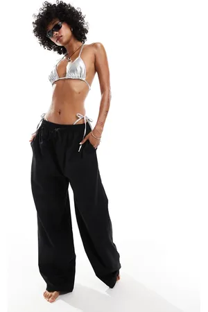 COLLUSION Elastic waist linen beach pants in