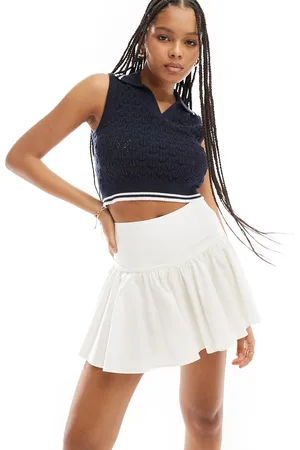 ASOS Dropped waist cotton mini skirt in off