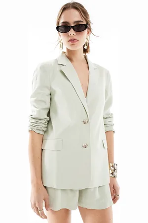 Miss Selfridge Linen mix relaxed fit blazer in sage - part of a set