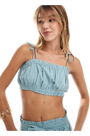 ASOS Crop top with ruffle and tie detail in - part of a set