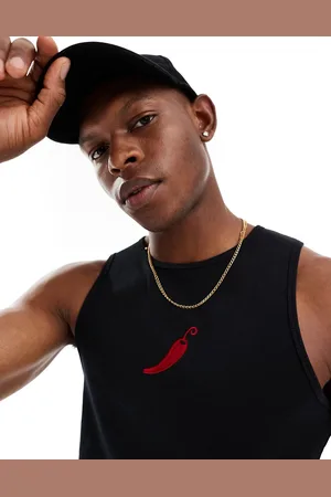 ASOS Muscle tank top in with chili chest print