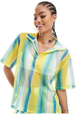 Extro & Vert Tall Crochet shirt in stripe - part of a set