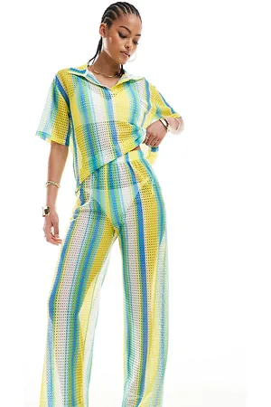 Extro & Vert Tall Crochet pants in stripe - part of a set
