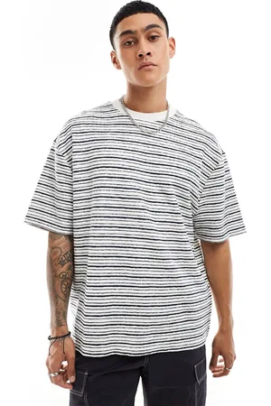 ASOS Oversized textured stripe t-shirt in blue stripe