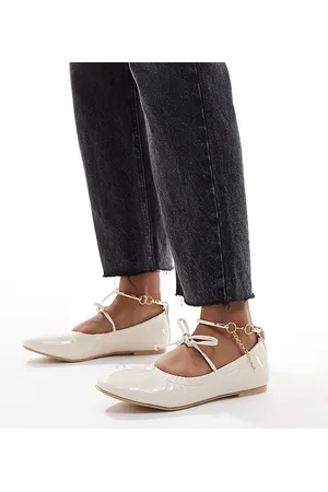 Simmi London Simmi London Abbie Bow ballet flats with ruching detail and removable anklet in cream