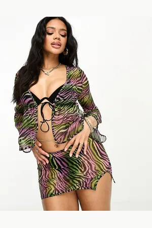ASOS Beach mesh micro mini skirt in zebra - part of a set