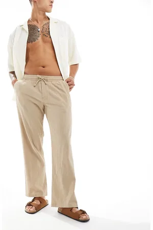 JACK & JONES Wide leg crinkle pants in beige