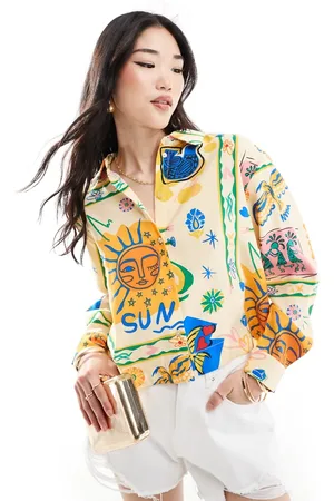 Object Cropped boxy shirt in painted print