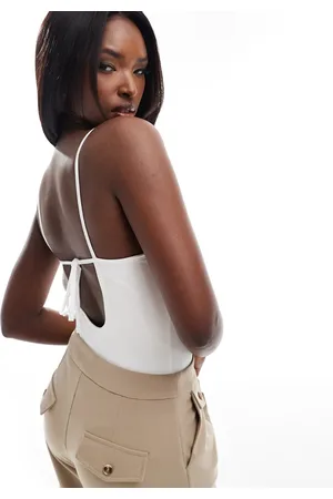 ASOS Double layer tie back cami strap bodysuit in