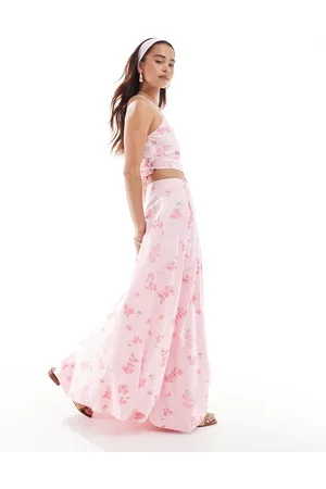 ASOS Bubble hem maxi skirt in pink floral print - part of a set
