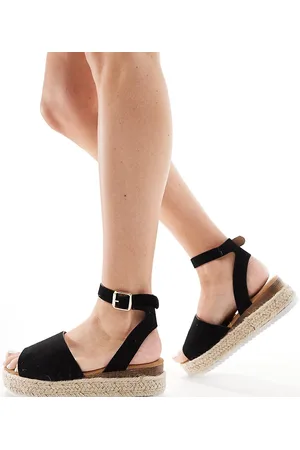 Truffle Collection Wide Fit flatform espadrilles in