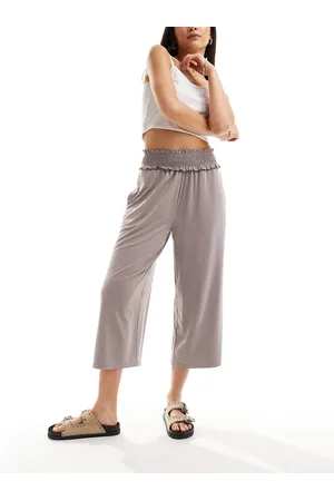 ASOS Shirred waist cropped culotte pants in slate