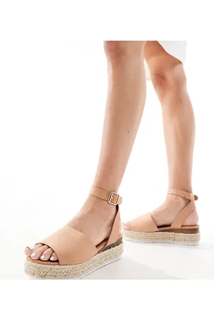 Truffle Collection Wide fit flatform espadrilles in beige