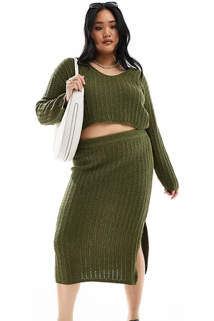 ASOS ASOS DESIGN Curve knitted midi skirt in open stitch - part of a set