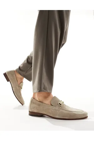 WALK LONDON Capri trimmed loafers in stone suede