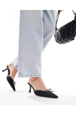 Simmi London Simmi London Ailla pointed kitten mules with bow detail in lace