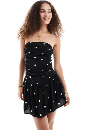 Motel Exclusive zhao polka dot bandeau mini dress in