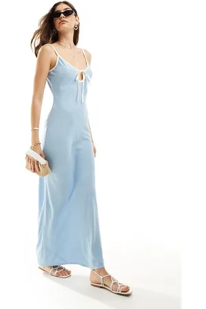 ASOS Linen slip dress with contrast binding in sky