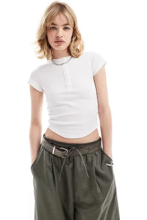 COLLUSION Waffle cap sleeve top in