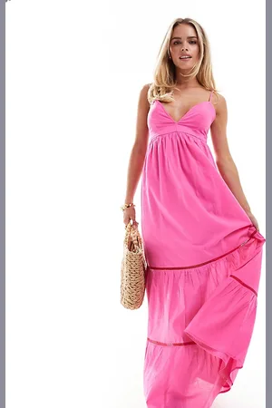 ONLY Tiered maxi dress with contrast lace in