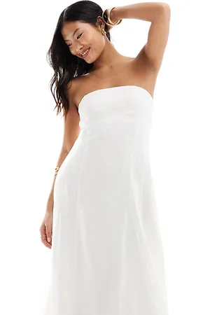 EVER NEW Bandeau linen midaxi dress with pockets in