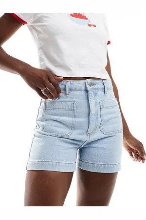 ASOS Denim patch pocket shorts in bleach