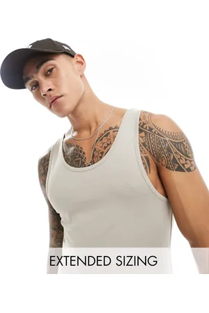 ASOS Muscle fit tank top in stone