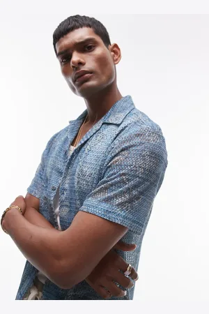 Topman Short sleeve floral printed crochet shirt in