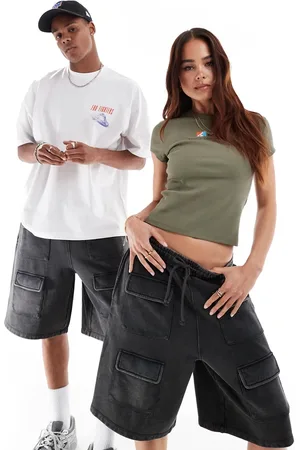 ASOS Unisex jort shorts with cargo pockets and seam detail in washed