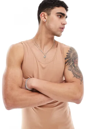 ASOS Muscle fit tank top in tan