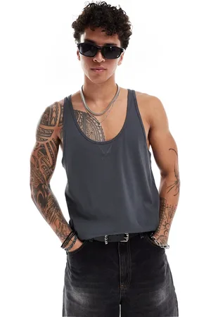 ASOS Heavyweight tank top with seam stitching in charcoal