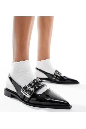 Raid Ichika slingback flats with buckles in patent