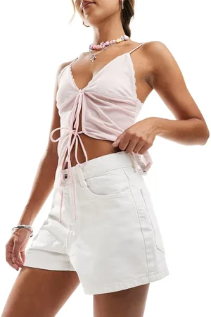 COLLUSION X001 mom denim shorts in ecru