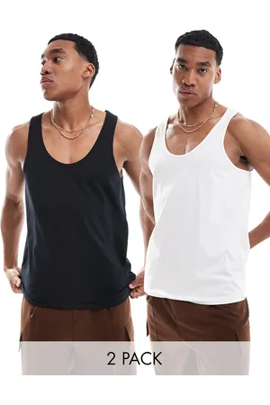 ASOS 2 pack tank top in black and white
