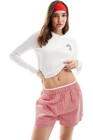 ASOS Long sleeve waffle top with newport yacht pocket graphic in