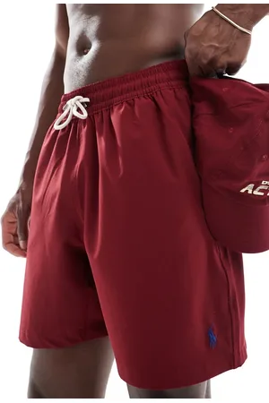 Ralph Lauren Traveler icon logo swim shorts in burgundy
